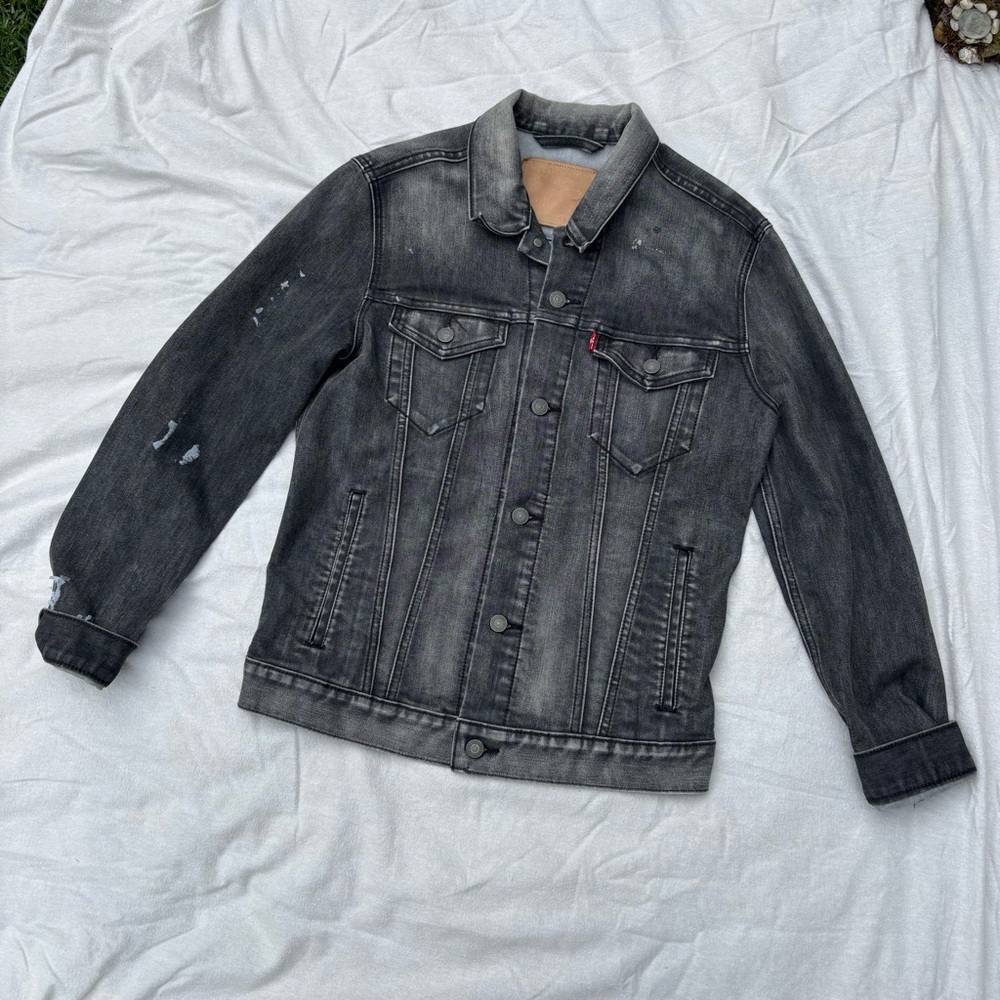 Levi’s Black gray Denim Jean jacket men’s small